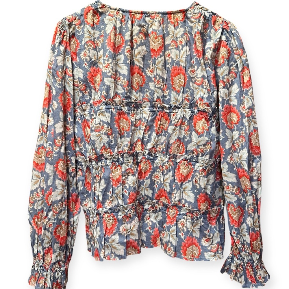 PER UNA Floral Blouse with Red and Blue Hues - Picture 3 of 4